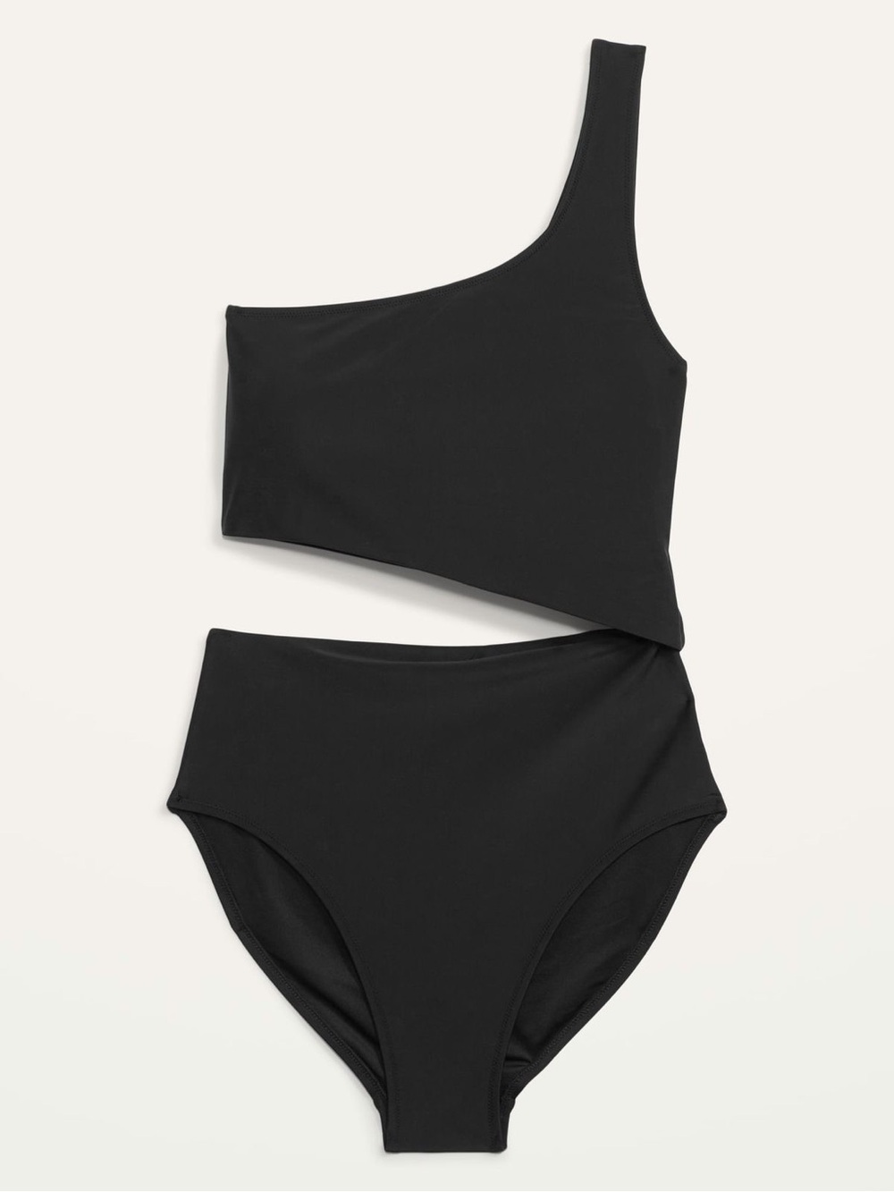 OLD NAVY • One-Shoulder Side-Cutout One-Piece Swimsuit in Black